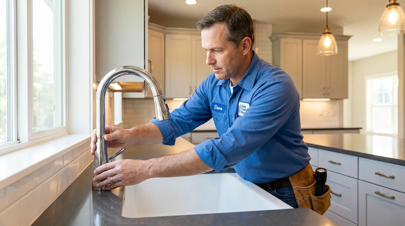 Kitchen faucet installation by Johns Plumbing LLC in Le Roy